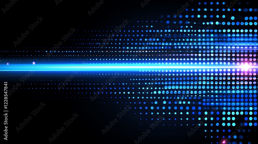 Fototapeta premium Abstract Blue Light Dots Digital Flowing Pattern