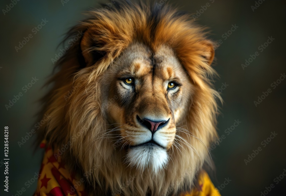 Fototapeta premium Majestic Male Lion Portrait Stunning Wildlife Photography