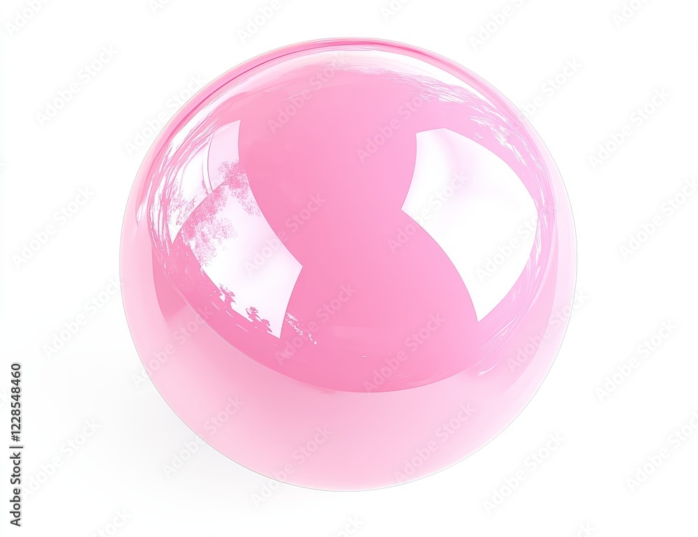 Obraz premium Shiny pink sphere isolated on white background.