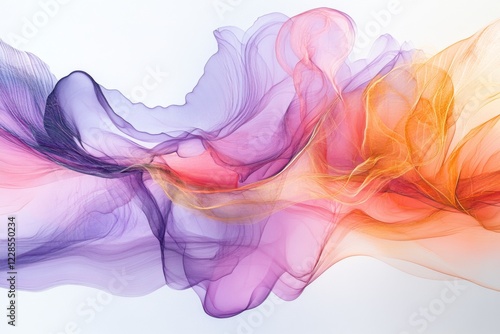 Abstract colorful flowing waves of purple and orange light photo