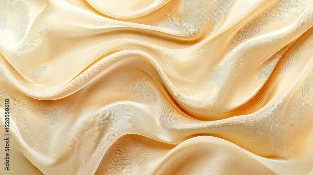 Fototapeta premium Elegant Soft Yellow Fabric with Gentle Waves and Textured Patterns