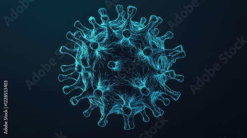 Digital Illustration of a Coronavirus Structure with Neon Effect photo