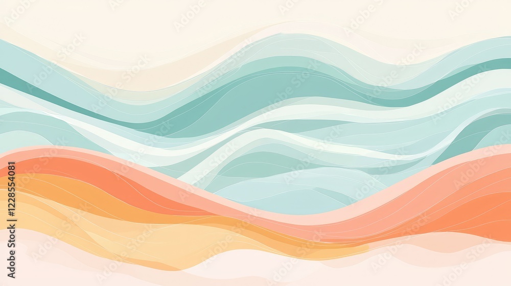 Fototapeta premium Abstract Waves in Soft Colors with Gentle Curves and Flowing Lines