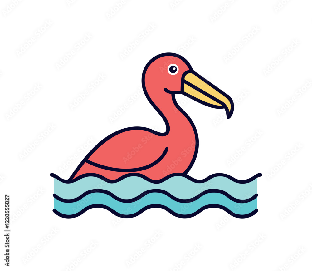 Fototapeta premium Graceful flamingo wading tropical wetlands bird icon