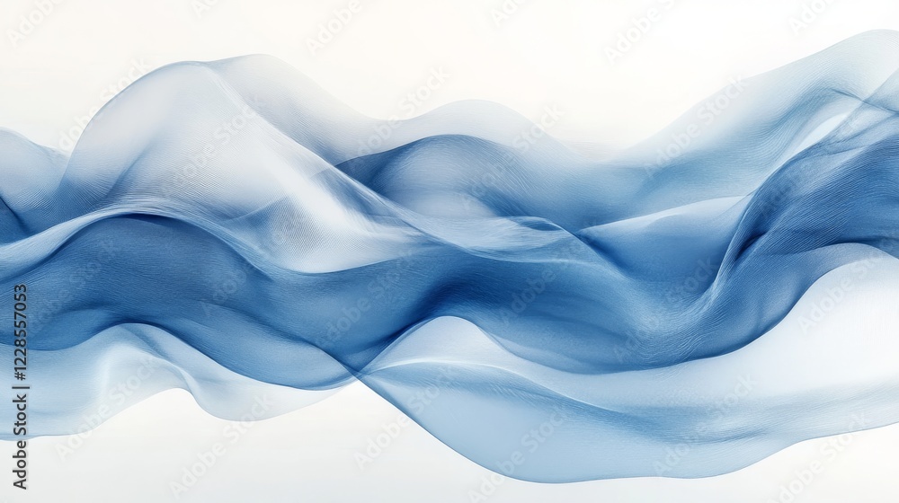 Fototapeta premium Abstract Blue Waves Flowing Gently Across White