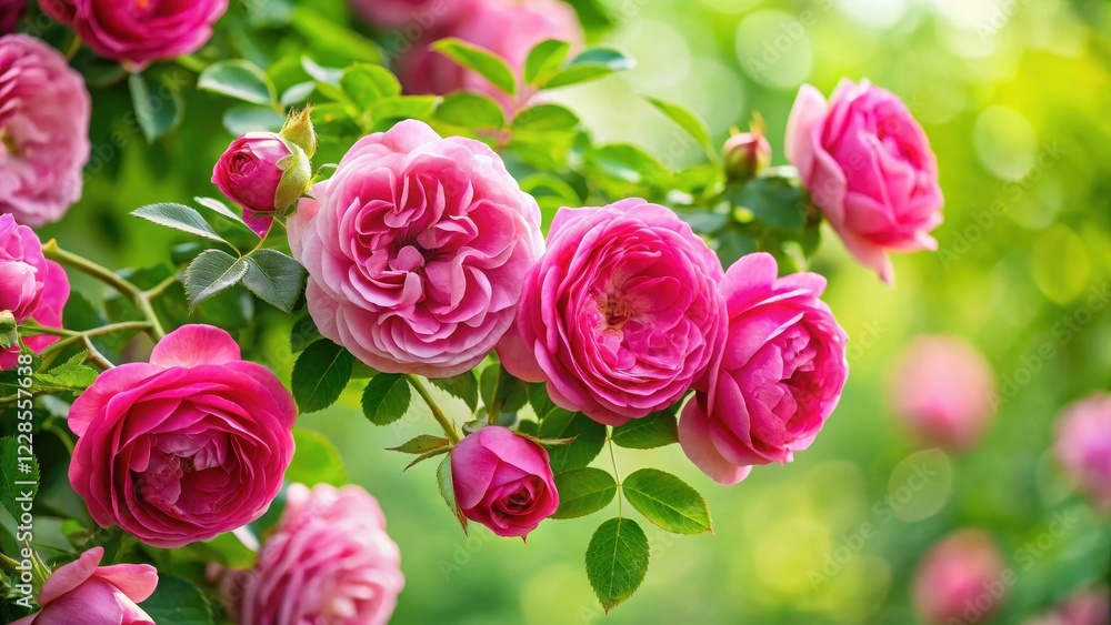 A lush, green leafy branch adorned with vibrant A lush, green leafy branch adorned with vibrant