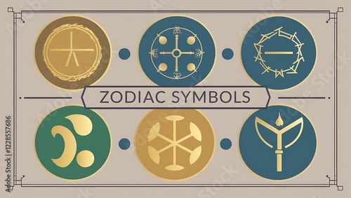 Stylized Zodiac Symbols Design Graphic Illustration photo