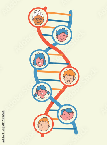 vector design concept of DNA heredity and genealogy