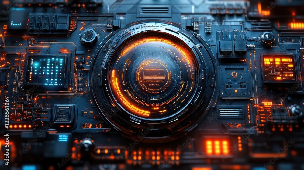 Futuristic abstract technology background with glowing circuits and intricate patterns in vibrant colors Futuristic abstract technology background with glowing circuits and intricate patterns in vibrant colors