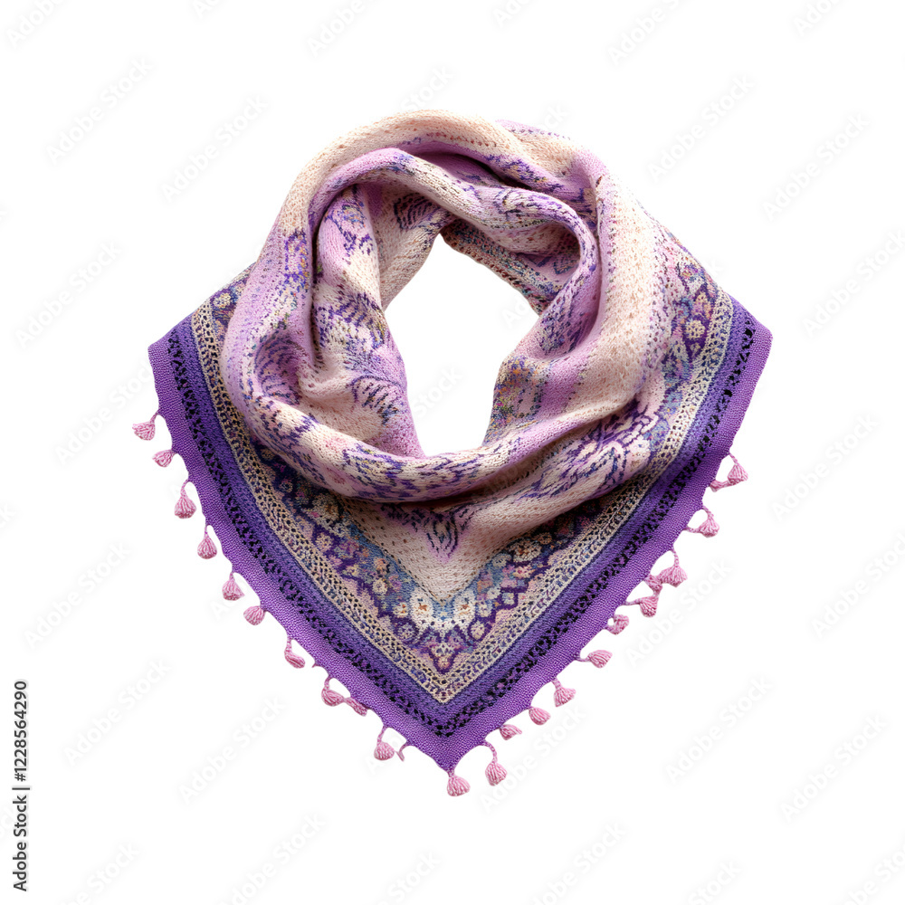 Obraz premium Woolen Shawl in Lavender with Delicate Floral Patterns Isolated on Transparent Background