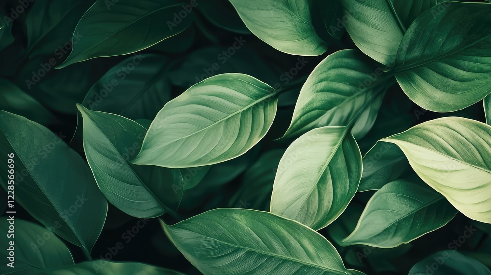 Fototapeta premium Lush Green Leaves With Soft Textures and Natural Patterns Background