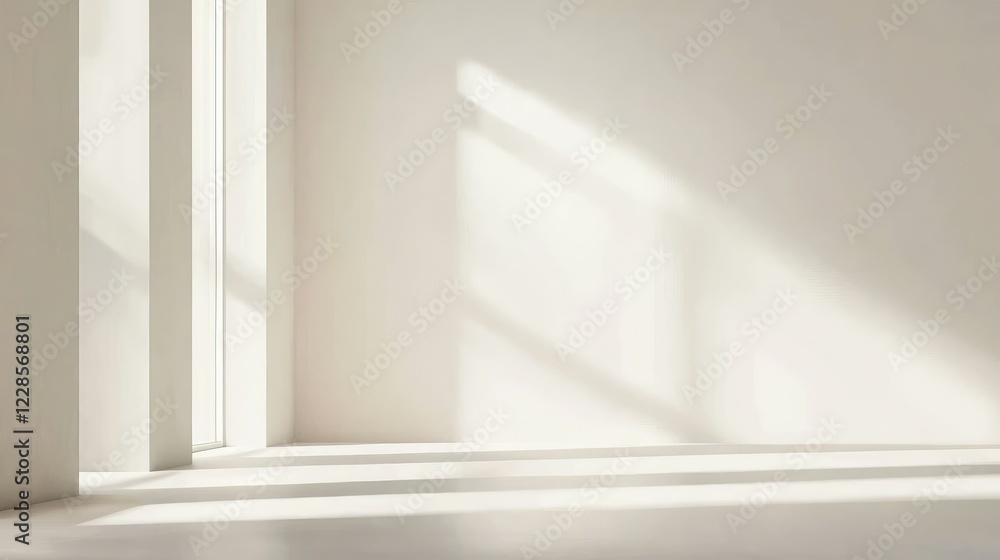 Fototapeta premium Bright Minimalist Interior with Soft Natural Light and Shadows