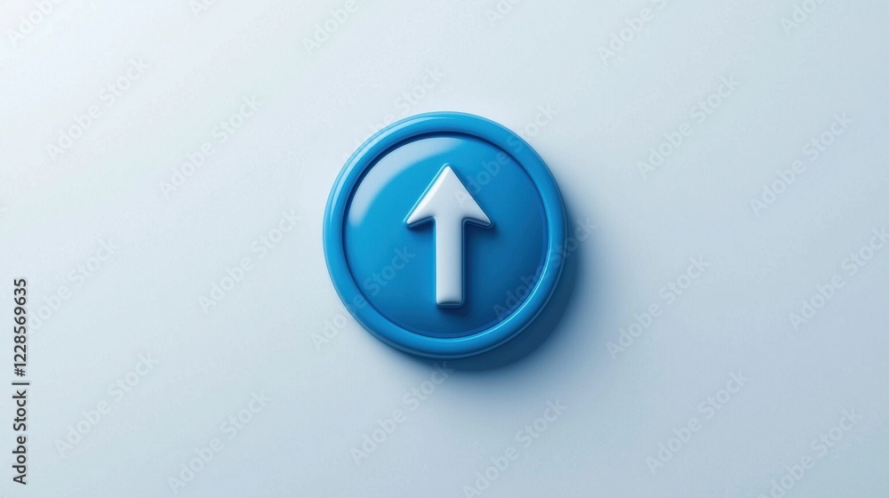 Blue circular upward arrow icon on a light background