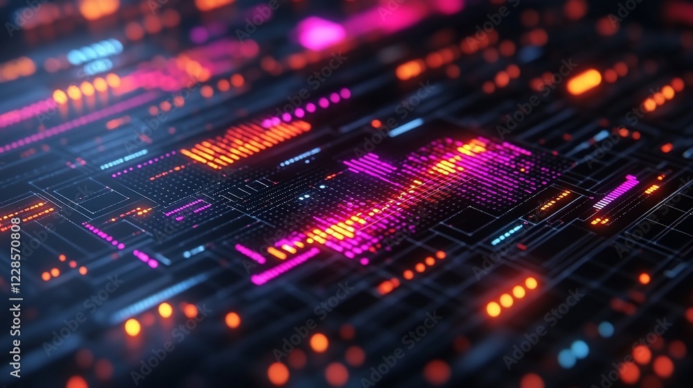Abstract digital data flow, glowing circuit board. (1) Abstract digital data flow, glowing circuit board. (1)