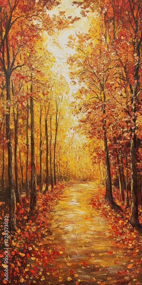 Fototapeta premium Autumn Pathway Through Golden Woodscape