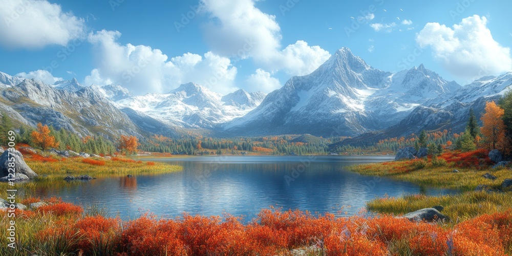 Autumnal Serenity: Majestic Mountain Lake Autumnal Serenity: Majestic Mountain Lake