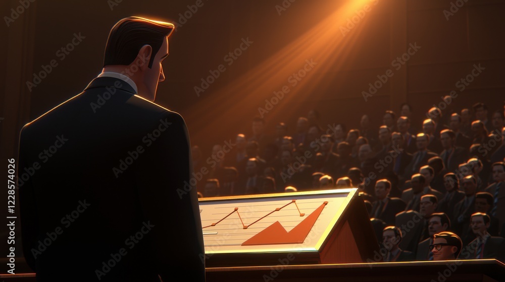 Fototapeta premium Business Presentation with Growth Graph in a Formal Setting