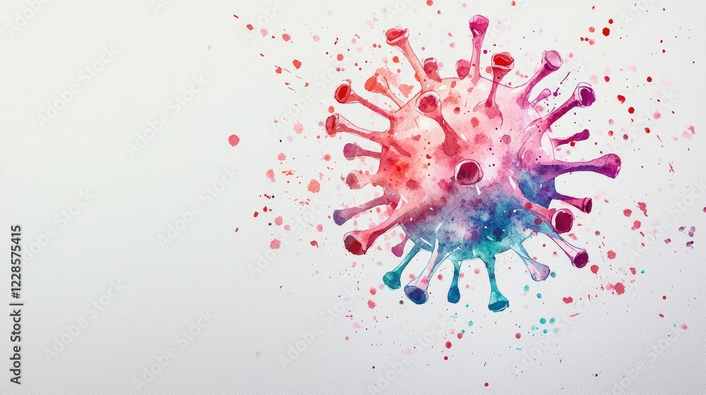 Obraz premium Colorful Abstract Representation of Virus with Splashes and Swirls