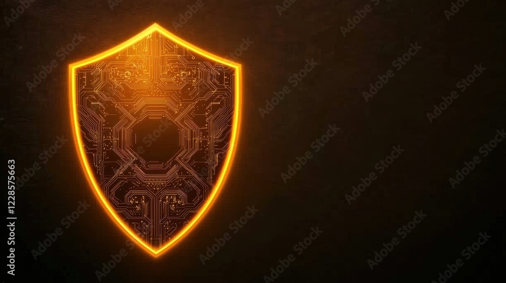 Fototapeta premium Digital Shield Cyber Security Protection Concept Glowing Circuit Board Pattern