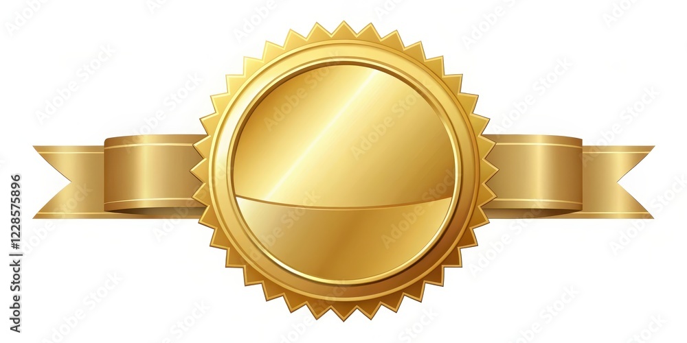 Luxury Gold Badge with Ribbon, Award Ribbon, Premium Quality Luxury Gold Badge with Ribbon, Award Ribbon, Premium Quality