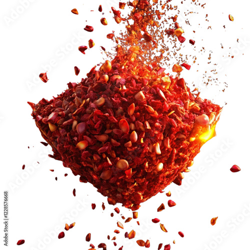 Floating Crushed red pepper flakes Isolated on PNG background 1 photo