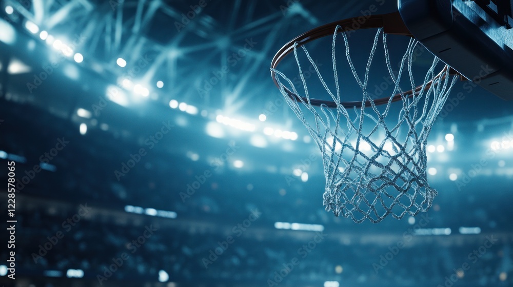 A close-up of a basketball hoop in a brightly lit arena, emphasizing the sport's excitement. A close-up of a basketball hoop in a brightly lit arena, emphasizing the sport's excitement.