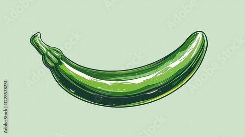 Vibrant Green Zucchini Illustration with Smooth Texture and Shine