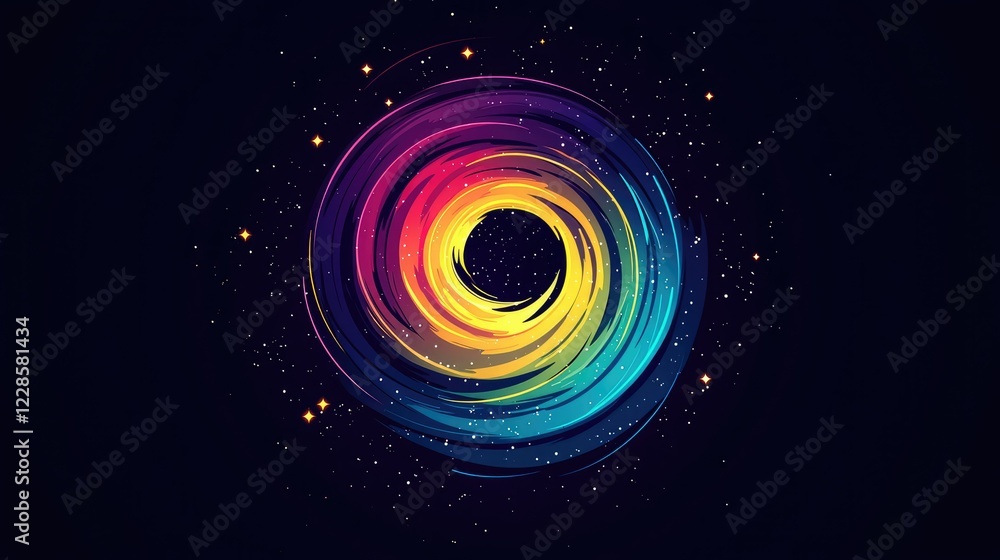 Abstract Colorful Swirl Against Dark Space Background Design Abstract Colorful Swirl Against Dark Space Background Design