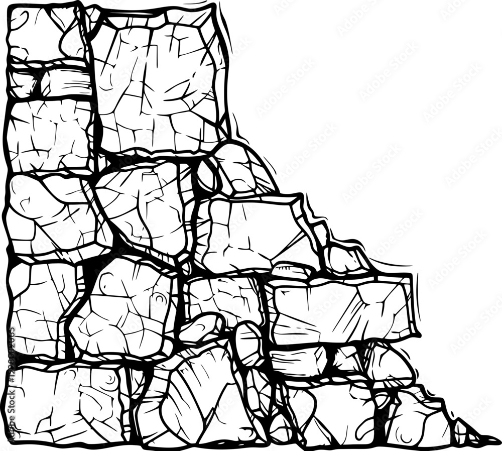 Stone corner border outline drawing Stone corner border outline drawing