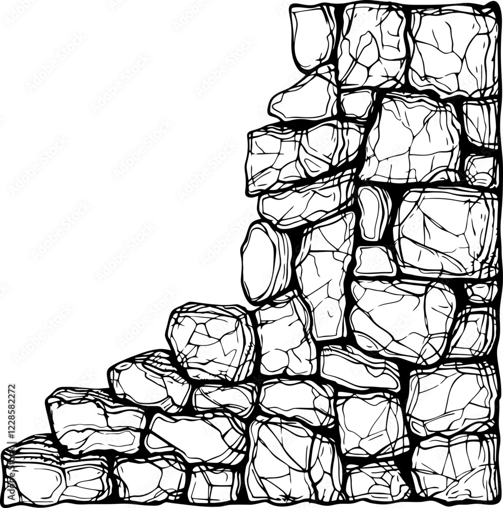 Stone corner border outline drawing Stone corner border outline drawing