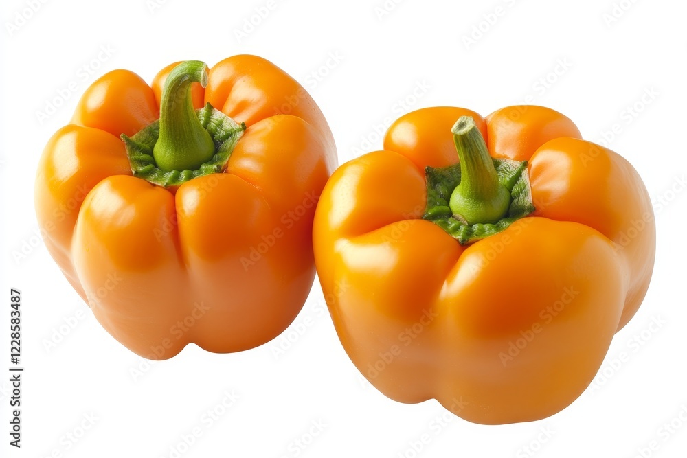 Two ripe orange bell peppers isolated on white. Two ripe orange bell peppers isolated on white.