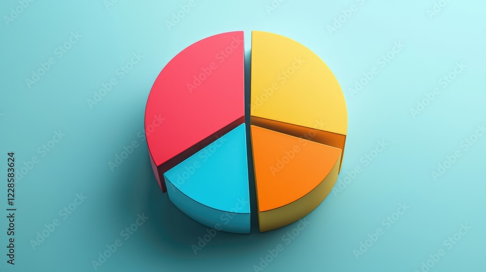 Colorful Pie Chart on Blue Background with Segments Representing Data Colorful Pie Chart on Blue Background with Segments Representing Data