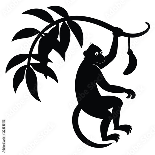 The monkey climbing from a banana tree is quite stunning.