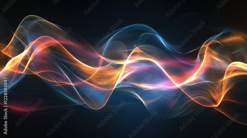 Fototapeta premium Abstract Colorful Waves of Light in Dark Background