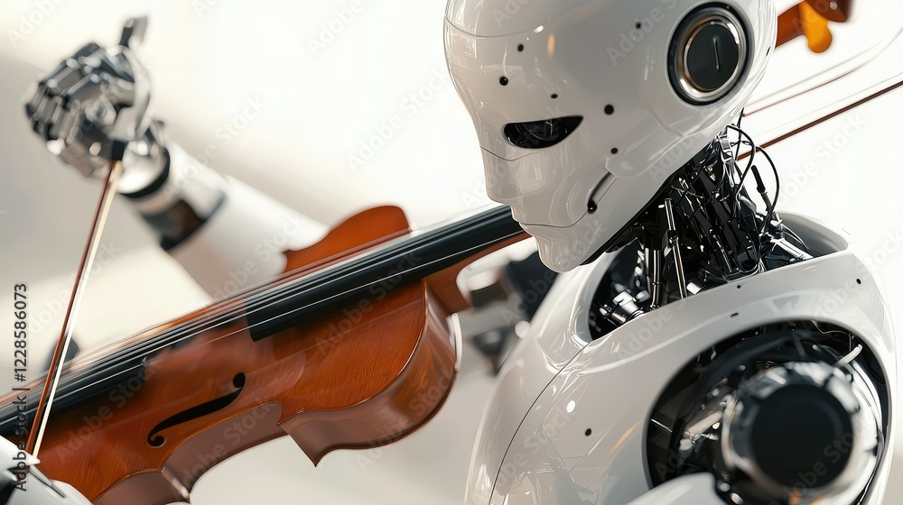 Fototapeta premium Robot Playing Violin in a Modern Art Setting