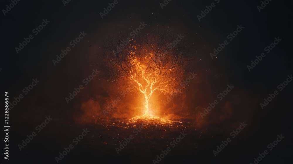 Monochrome Artistic Shot of Single Tree in Dark Background Monochrome Artistic Shot of Single Tree in Dark Background