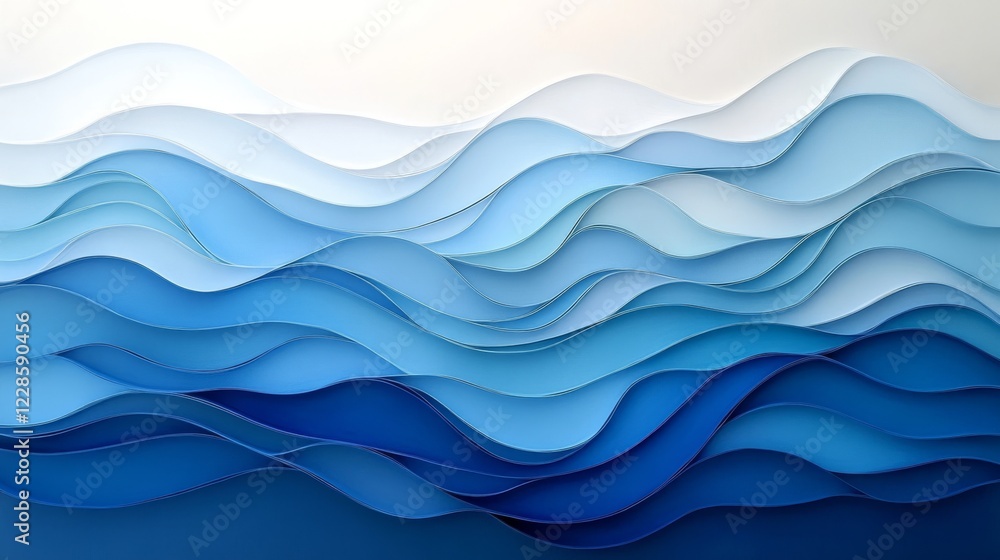 Obraz premium Abstract Blue Waves Paper Art Design