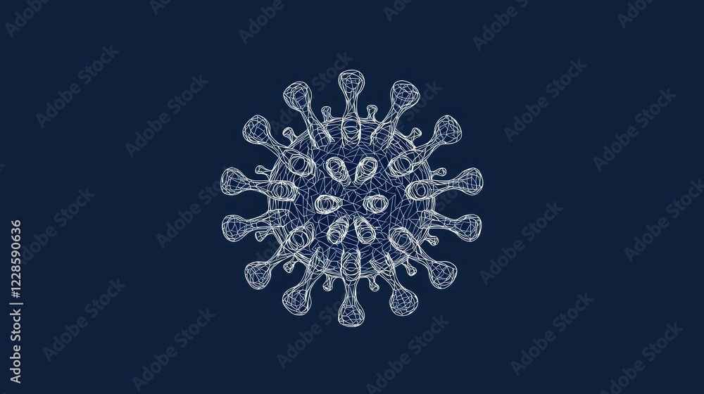 Abstract Wireframe Model of a Virus Structure on Dark Background Abstract Wireframe Model of a Virus Structure on Dark Background