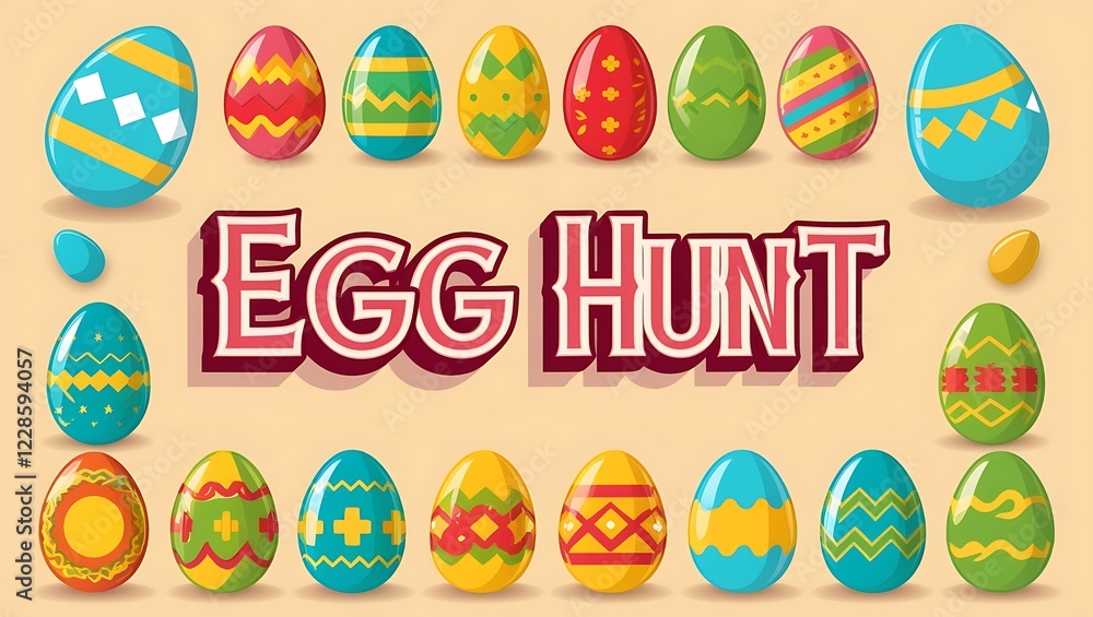 Colorful Easter Eggs Celebrate Egg Hunt Fun Colorful Easter Eggs Celebrate Egg Hunt Fun