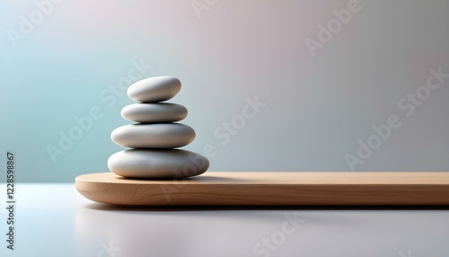 zen, stones, asymmetrical, stack, varied, shapes, artistic, textures, polished, wooden, platform, pastel, colors, gradient, smooth, minimalist, elegant, aesthetic, photorealistic, detail, ultra, 