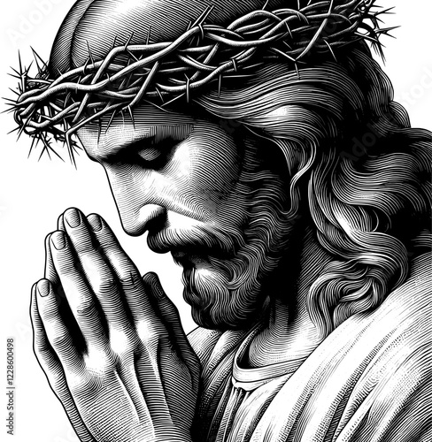  jesus christ praying - guilloche style (artwork 3)