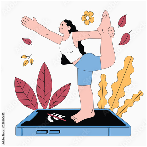 Vector digital detox offline living lifestyle concept illustration