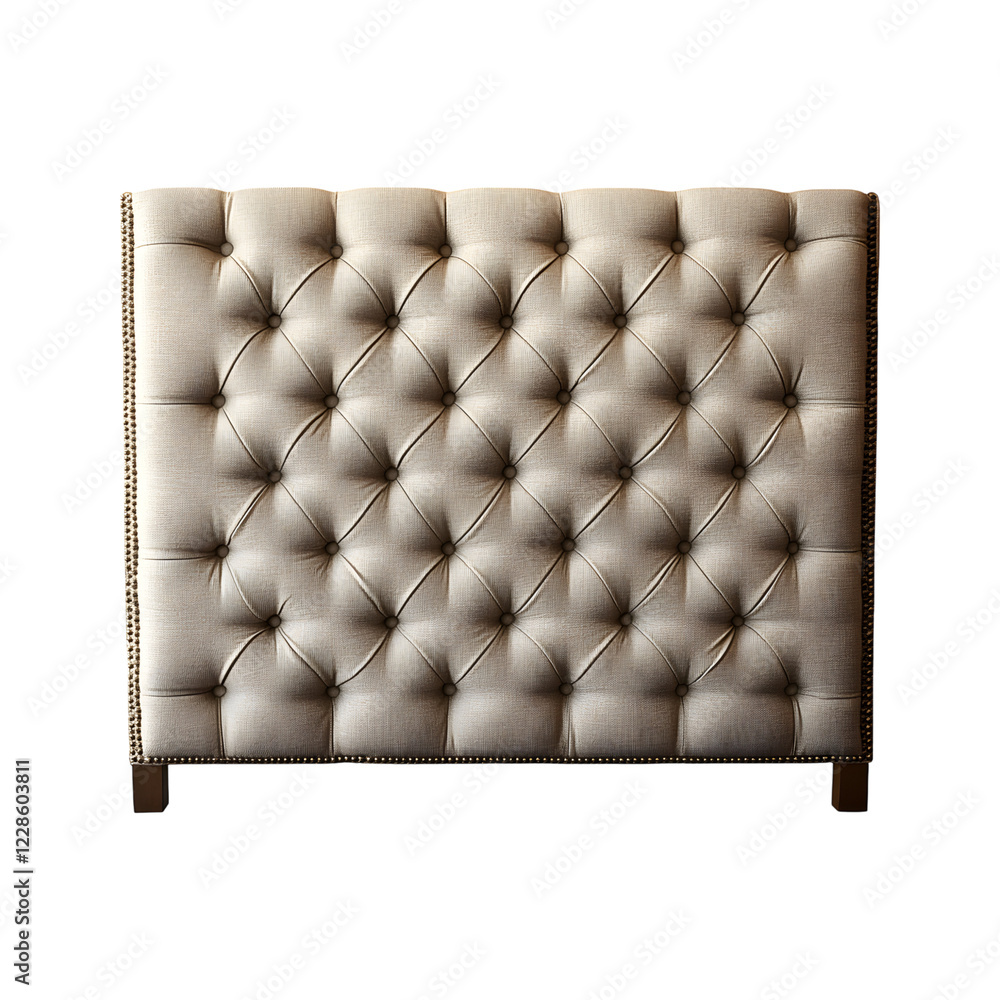 Fototapeta premium Upholstered Headboard Panels with Tufted Detailing Isolated on Transparent Background