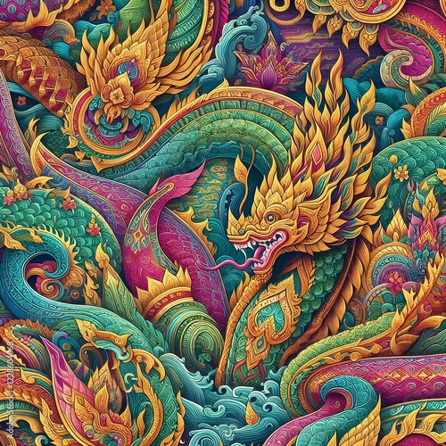 Wallpaper Mural Thai Naga Dragon Art – Vibrant Mythological Serpent
Colorful Thai Serpent – Mystical Naga in Traditional Art
"Thai Naga Dragon with Intricate Patterns – Fantasy Illustration"
 Torontodigital.ca