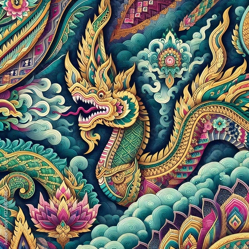 Wallpaper Mural Thai Naga Dragon Art – Vibrant Mythological Serpent
Colorful Thai Serpent – Mystical Naga in Traditional Art
"Thai Naga Dragon with Intricate Patterns – Fantasy Illustration"
 Torontodigital.ca
