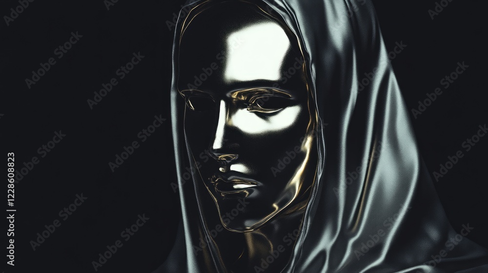 High Contrast Portrait of a Chiseled Face with a Silky Veil High Contrast Portrait of a Chiseled Face with a Silky Veil