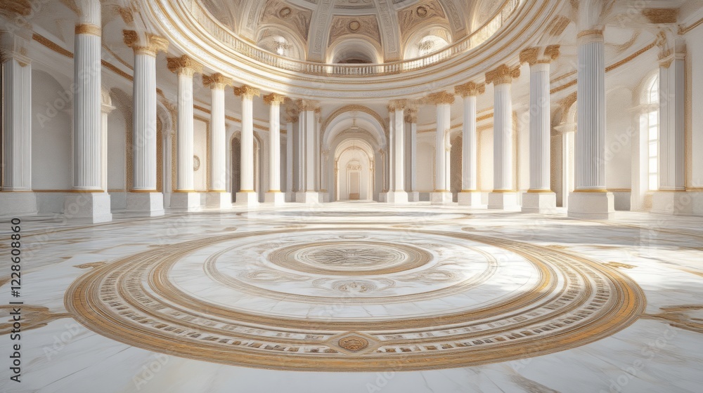 Obraz premium Elaborate Circular Mosaic Design on Elegant Marble Floor