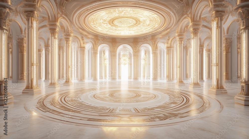 Obraz premium Elaborate Circular Mosaic Design on Luxurious Floor in Grand Space