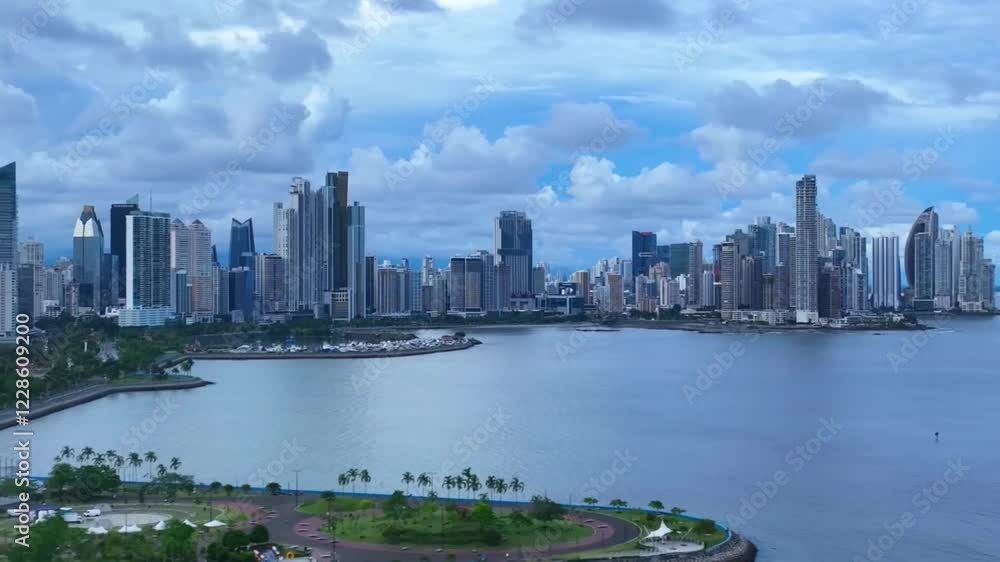 Panama City, Panama drone right to left and then pull back Panama City, Panama drone right to left and then pull back