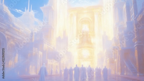 Ethereal Grand Procession in a Celestial Dreamscape Painting photo